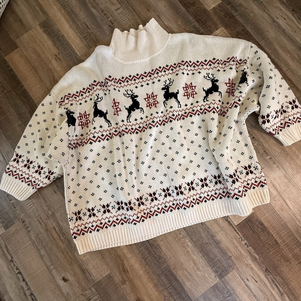 Torrid‎ Chunky Women Plus Fair Isle Pullover Mock Neck Sweater Sz 5/6 Cotton